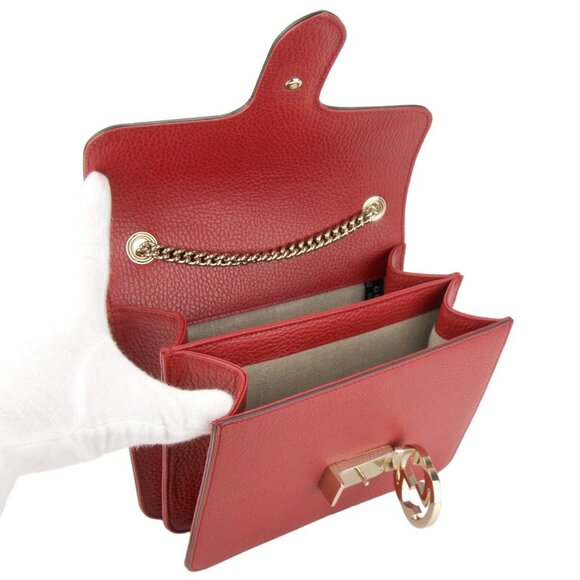 SOLD! NEW GUCCI Interlocking GG Red Leather Crossbody Chain Bag $1,980 Authentic - Picture 6 of 12